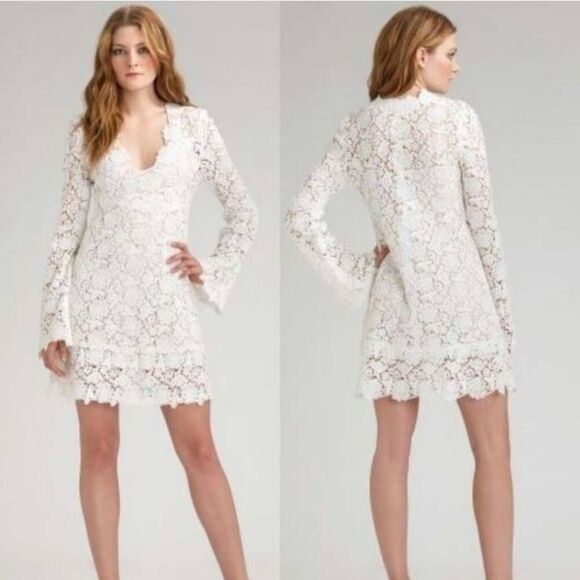 Diane Von Furstenberg Hippolyte Crochet Lace Mini Dress Sz 6 Purple‎ Cotton Silk - Picture 9 of 10